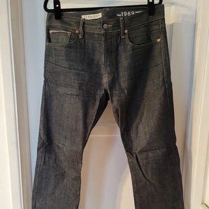 GAP 1969 Selvedge Denim Slim Jeans 33 x 32 Worn Broken In